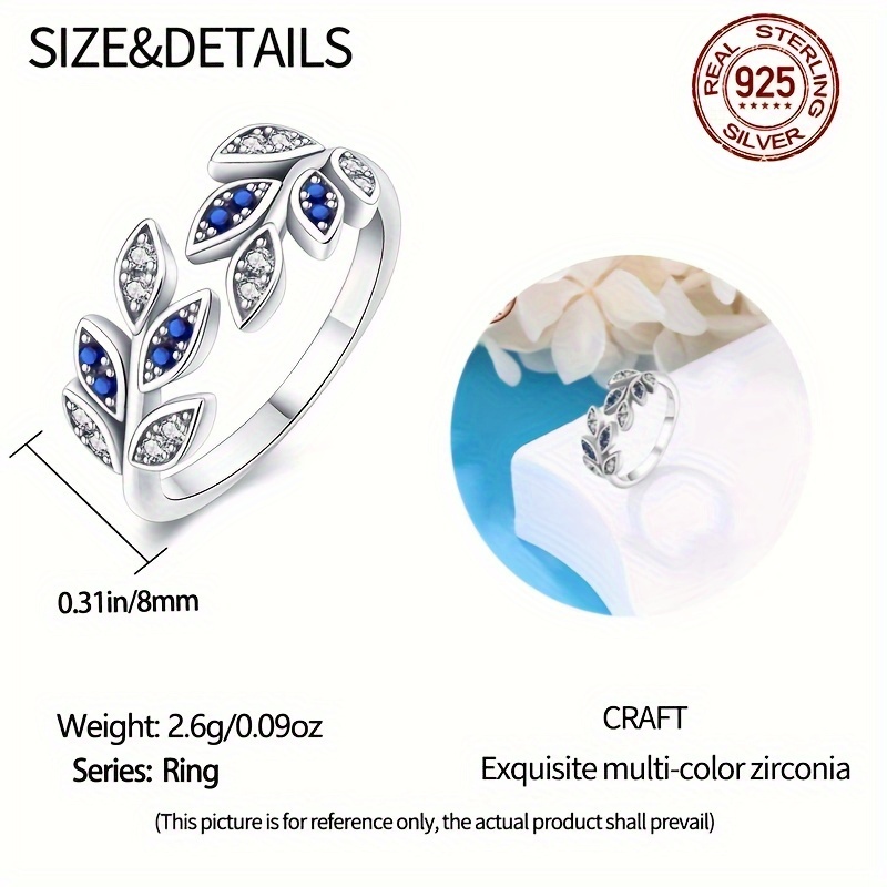 S925 Pure Silvery Leaf Opening Ring DIY Jewelry